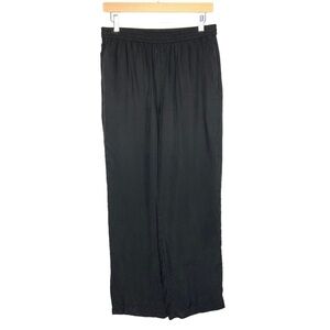 J.Crew Womens Eco Cupro Pull On Crop Pants Sz 4 Tall Black Silky Elastic Waist